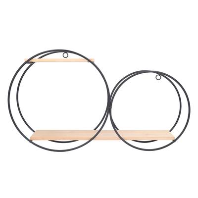 Round Shelf Firmly Welded Dual Use Strong Load Bearing Capacity Circle Metal Wood Wall Shelves for