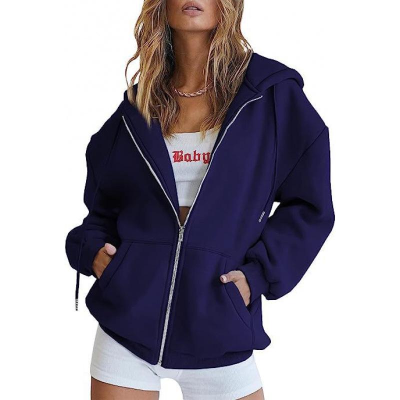 2024 Unisex Plus Velvet Hooded Sweatshirt Cardigan Zipper Windbreaker Casual Top