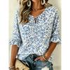 Damen Weiße Spitze Blumendruck Krawattenhals Bluse, Lässige Lockere Oberteile für Frühling Sommer Tägliche Kleidung & Urlaubsanlässe