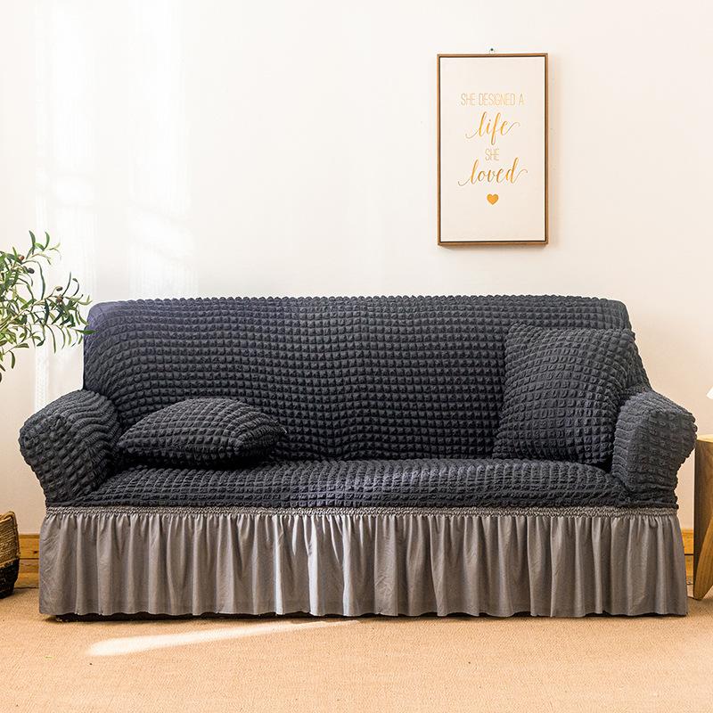 1/2/3/4 Flying Seat Seersucker Living Room Sofa Cover Elastic Sofa Cover Elastic Solid Thickness Elastic Sofa Cover