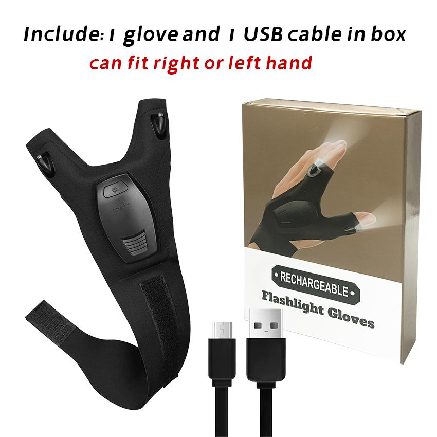 Rechargeable Led Flashlight Glove Gadgets Tools for Fishing Camping Repair Gift for Dad Boyfriend Husband Lights Car Guy Cool