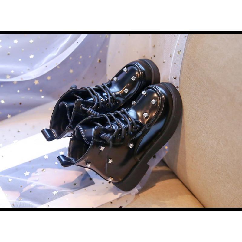 Girls Sweet Bowknot Rhinestone Lolita Princess Kids Leather Single Shoes