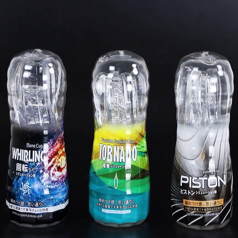 Transparent Airplane Bottle Men's Masturbator Japanese Crystal Penis Trainer Cup Rotary Clip Suction Adult Sex Product