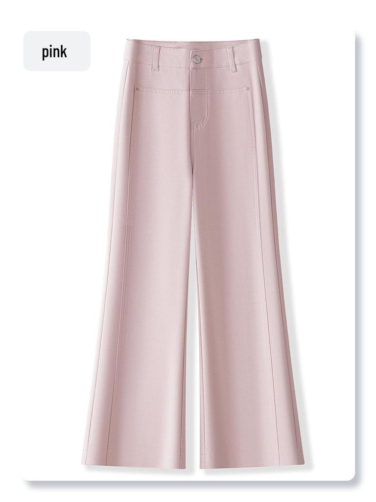 Pink High-Waisted Wide-Leg Micro-Flare Jeans for Women - 2025 Spring/Summer Collection