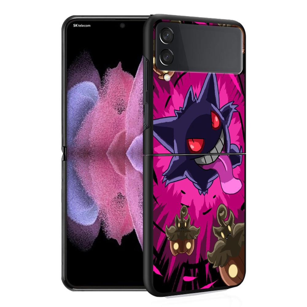 Luxusní pouzdro pro Samsung Galaxy Z Flip 4 3 5G Černé PC Tvrdé Pouzdra na Telefon Módní Zadní Kryt ZFlip Funda Pokemon Gengar Cool Skořepina