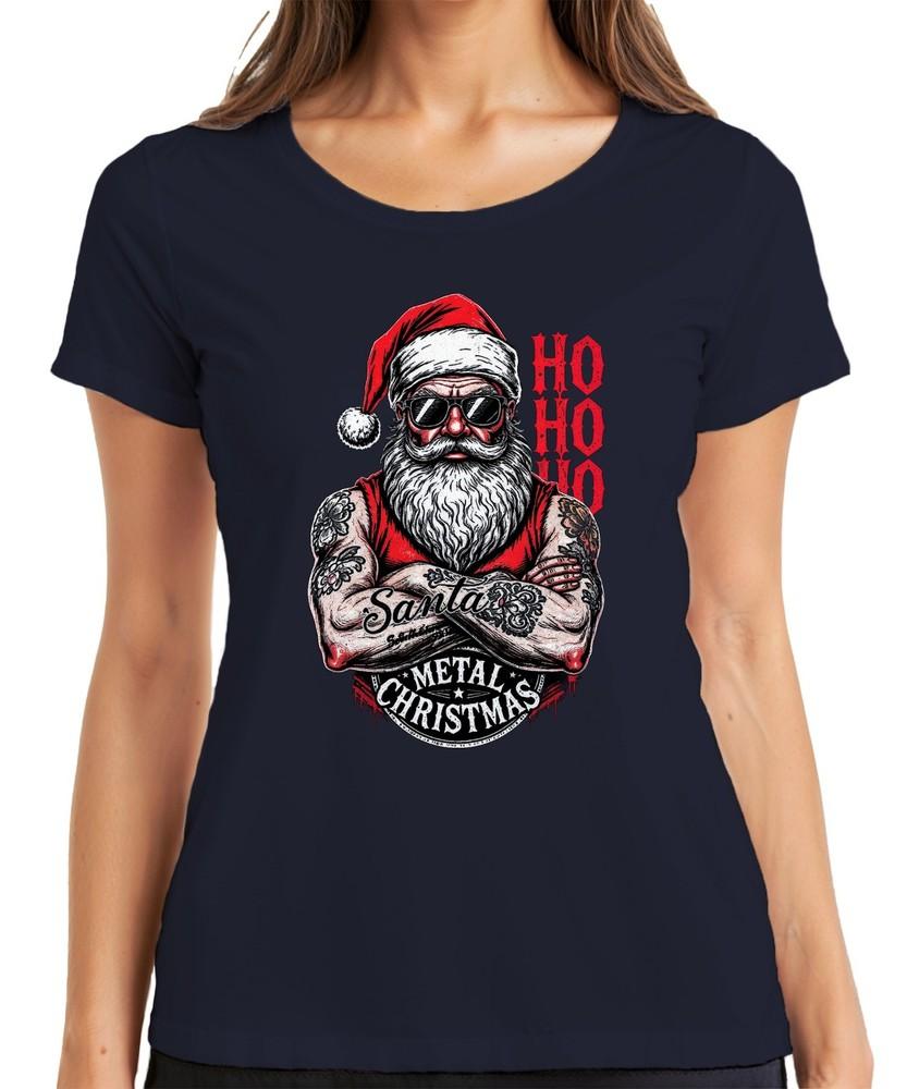 Metal Christmas Santa Metal Christmas Tattooed Biker Rock Unisexs Tshirt S