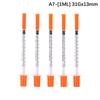5Pcs 0.3/0.5/1ML Disposable Plastic Veterinary Syringe Orange Cap Sterile Insulin Syringe With Needles For Pet Farm Animal