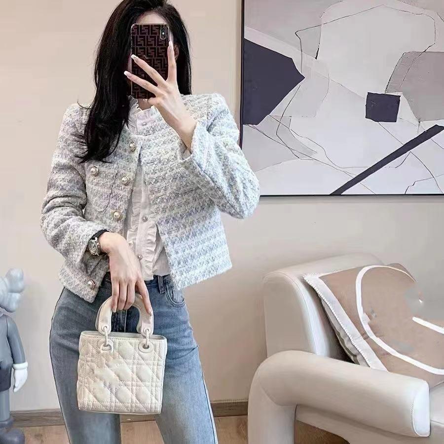 Toamnă Iarnă Femei Cardigan Elegant din Tweed Palton scurt cu buzunar Jachetă la un singur piept pentru femei Îmbrăcăminte largi