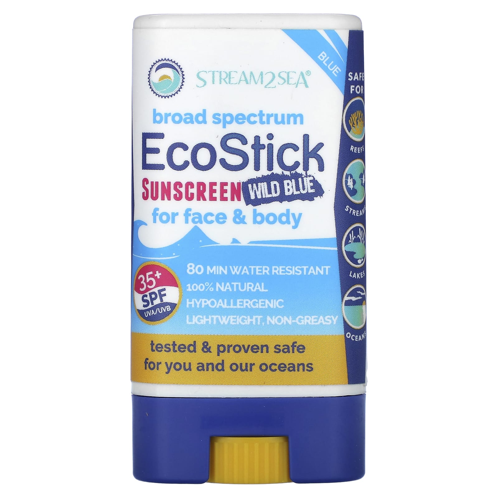 

Stream2Sea, Ecostick Sunscreen Wild Blue, Spf 35+, 14G(0.5Oz)