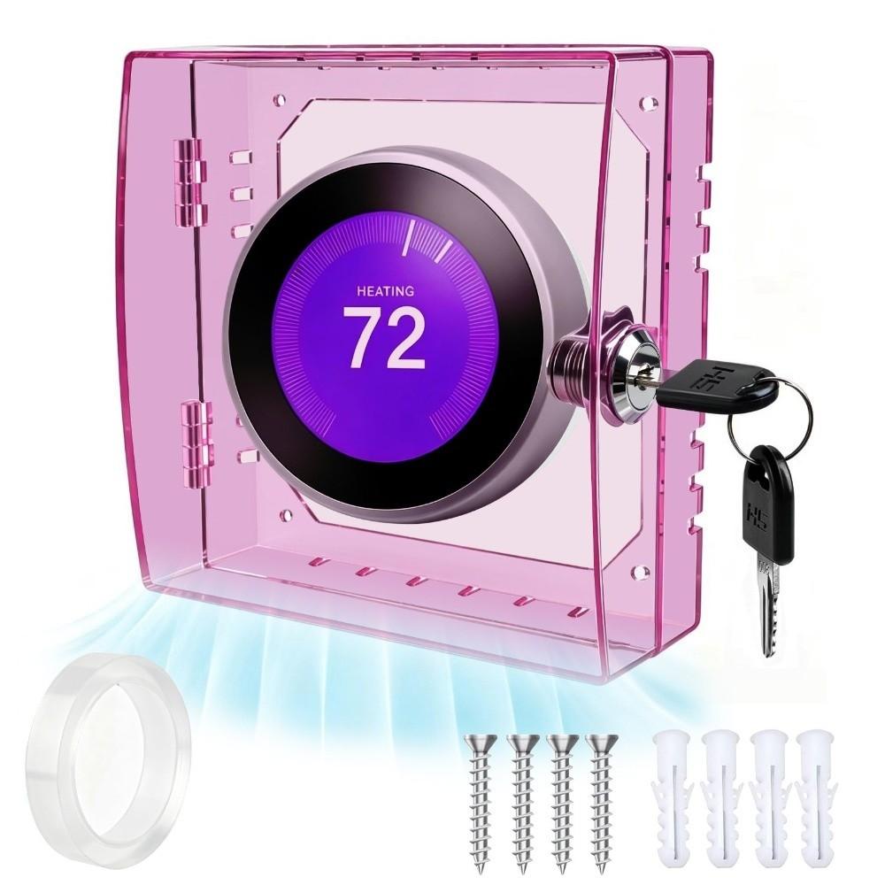 With Lock Thermostat Lock Box Transparent Lockable Thermostat Guard On Wall