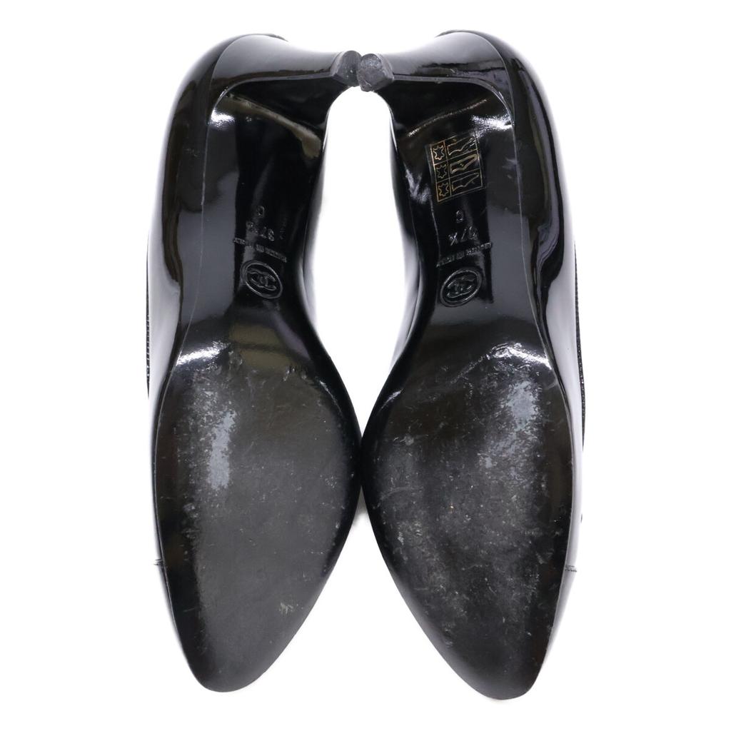 Chanel [Ausgezeichneter Zustand] G27742 CC Logos Schleife Lackleder Absatzschuhe 37 1/2 schwarz Gebraucht