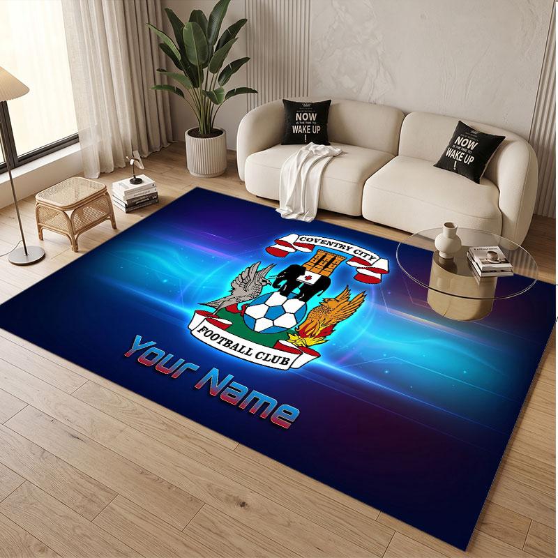 Custom Rug Coventry City Pattern Print Name Text Soft Non‑Slip Floor Carpet for Home Indoor Decoration