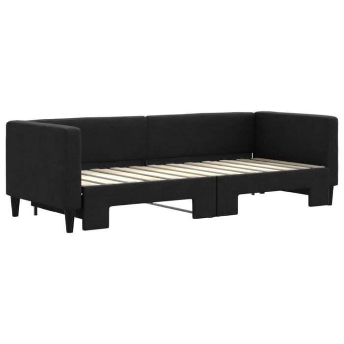 VidaXL Lit de jour avec lit gigogne noir 80x200 cm tissu 3196575
