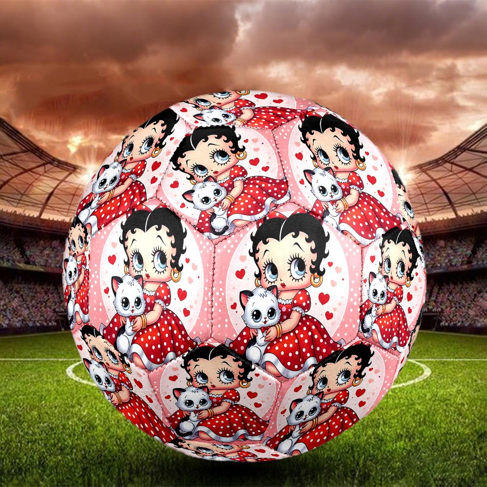 Betty Boop Print Size 5 Soccer Ball, Standard Match Football for Sports Game and Team Practice, Ideal Gift for Soccer Fans