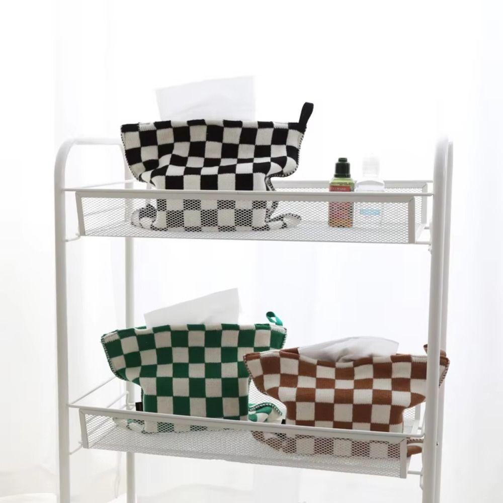 Foldable Knitted Tissue Bag Dustproof Desktop Paper Towels Case  Dining Table