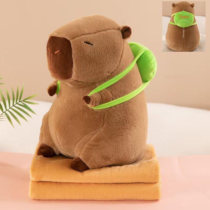 Kapibala Capybara Ugly Cute Doll Kapibala Car Office Air Conditioning Pillow Quilt Nap Blanket Two-in-One