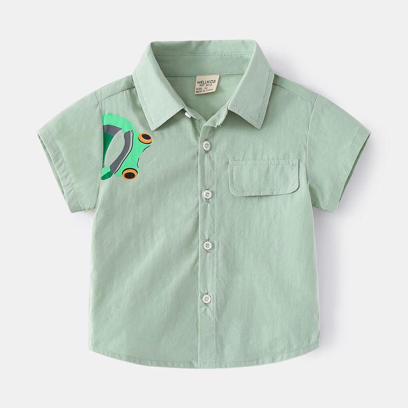 Boys' FROG Short-Sleeved Shirt Summer Children's Short Sleeve Shirt K-style Casual Children Lapel Half Sleeve Tops