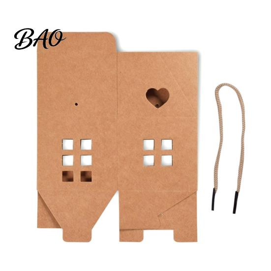 Cute Hollow Out Gift Boxes 10PCS House Shape Cardboard Candy Boxes, Window Design Containers Aromatherapy Packaging with Portable Rope, Decorative for