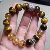 Natural Yellow Tiger Eye Yellow Tower Crystal Couple Bracelet, Fashion Gift Bracelet Old Silver Accessories Original Jewelry