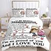 3pcs Grandma Granddaughter Quotes Duvet Cover Set, Cover For Bedroom Guest Room (1 Duvet Cover + 2 Pillowcase, Without Quilt),  Yy250922170