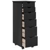 Rolling Cabinet with Wheels Black 34 x 39 x 93.5 cm Solid Pine Wood