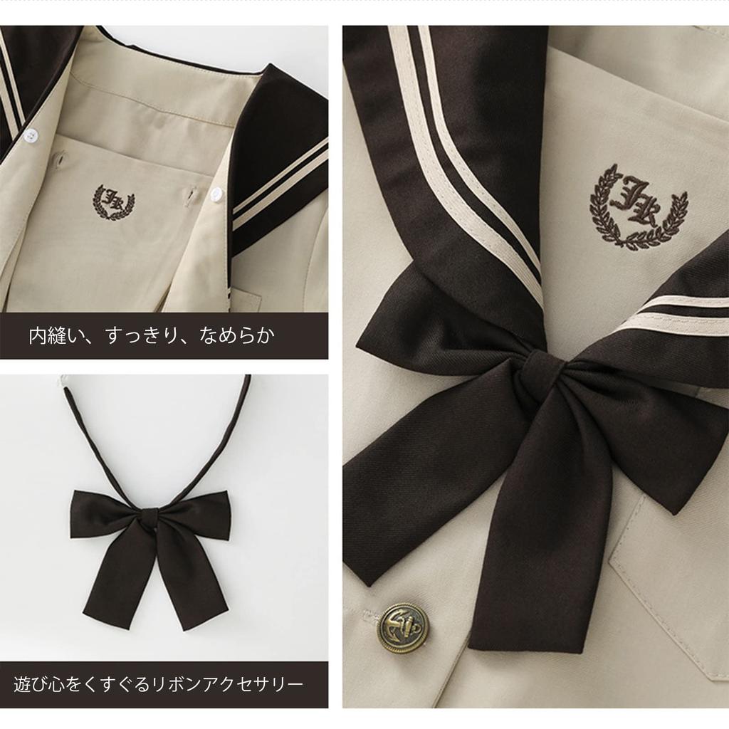 Sailor Authentic High School Two Long Sleeves and Short Sailor Bow JK School Pleated Bow Class Kansai School British High School Junior High School