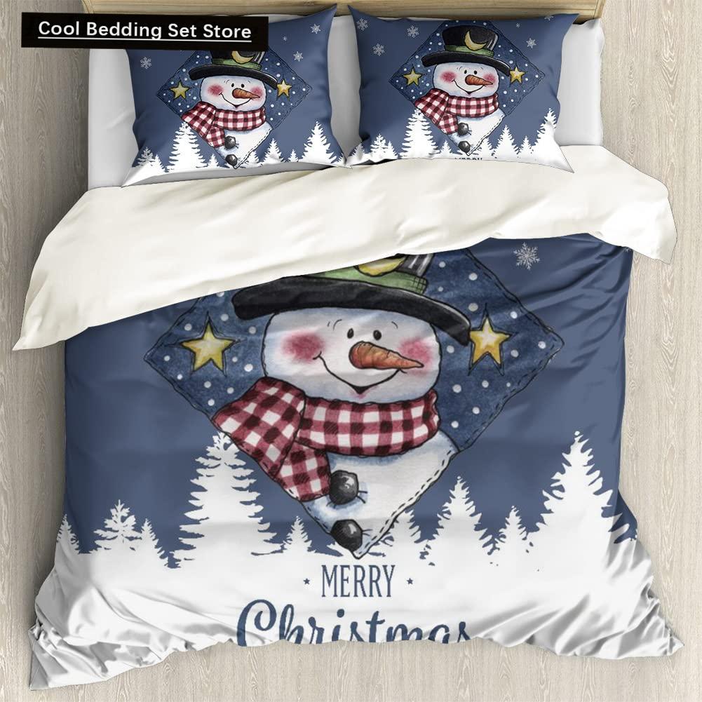 Weihnachten Schneemann König Königin Bettbezug Kinder Cartoon Bettdeckenbezug Weiß Winter Schneeflocke Bettwäsche Set Polyester Bettdeckenbezug