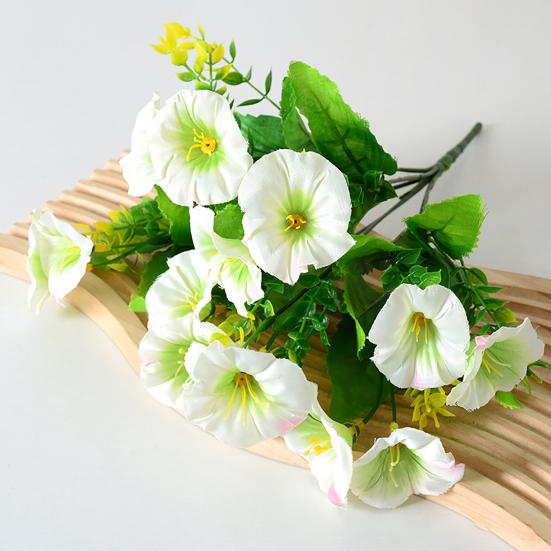 Artificial Morning Glory Flower 7 Heads Fake UV Resistant Flower Bouquet with Stem for Vase Wedding Bridal Bouquet Indoor Outdoor Garden Home Kitchen