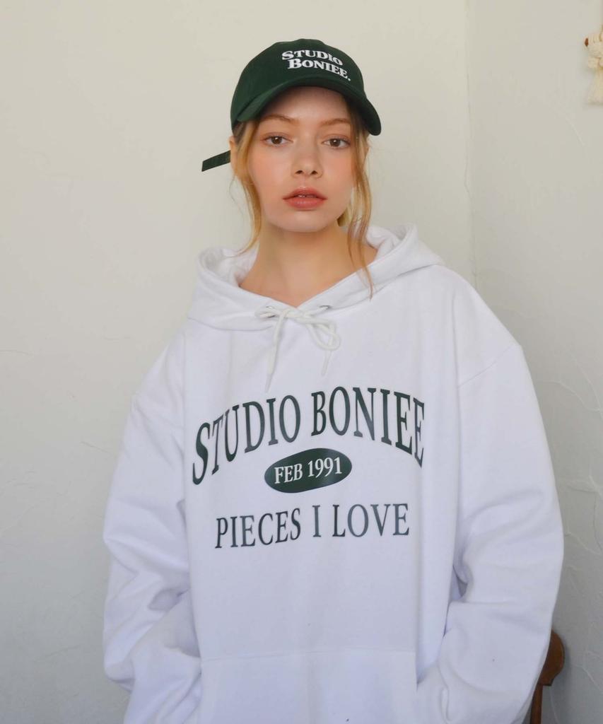 [Fleece Lined Selection] Arch Typo Logo Oversized Hoodie White