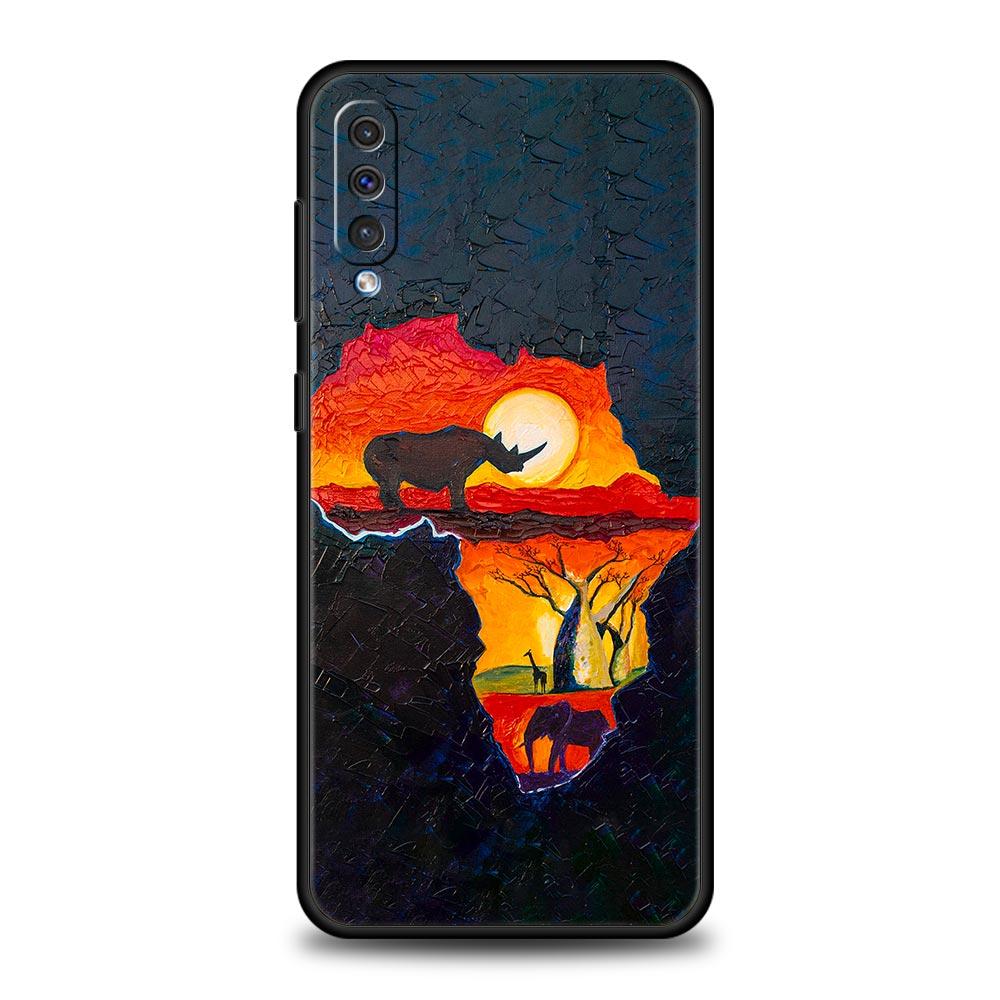 Phone Case For Samsung Galaxy A16 A14 A12 A54 A52 A50 A22 A20e A06 A04s A32 A72 A70 A30 A34 Cover Africa Map Geography Painted