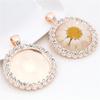 New Fashion 5pcs 25mm Inner Size KC Gold/Silver Plated Transparent Rhinestone Cabochon Base Setting Charms Pendant