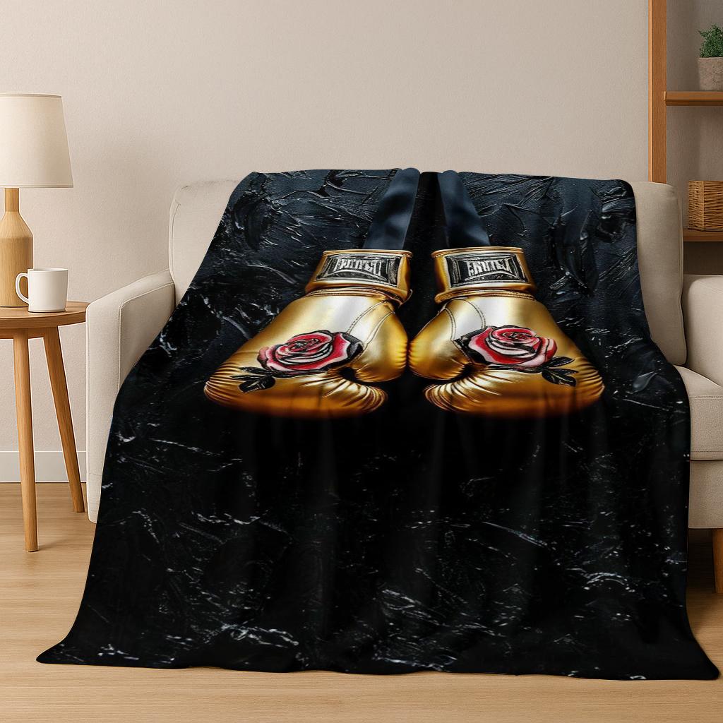 Boxing Sport Boxing Gloves Flannel Blanket Soft Warm Blanket for Bedroom Room Living Room Bed Office Travel Camping Picnic Gift