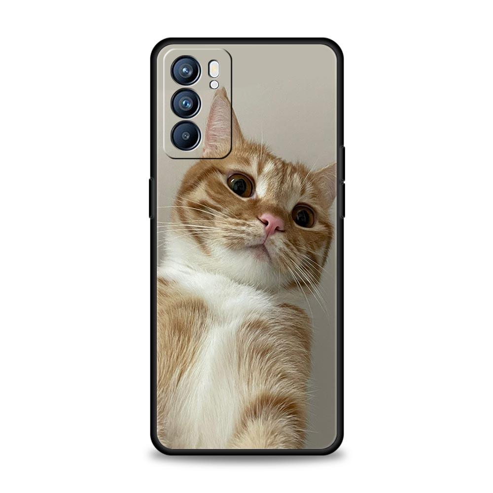 Phone Case For Oppo Reno13 Reno12 Reno11 F Reno10 Pro A54 A53 A95 A76 A74 A57 A98 A80 A79 5G A78 4G Cover Kawaii Love Cat