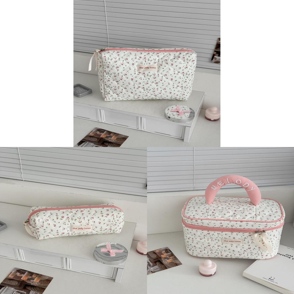 Florale Nylon-Kosmetiktasche mit Reißverschluss für den täglichen Gebrauch und Reisekomfort