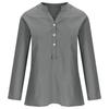 Camicia estiva taglie forti tinta unita casual in cotone e lino, camicetta vintage con tasca, abbigliamento da donna