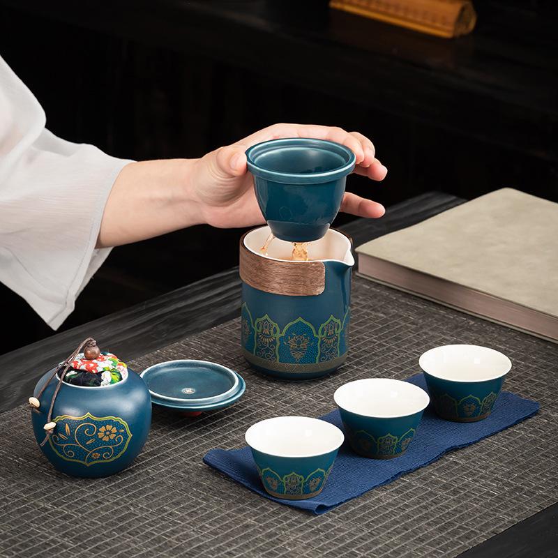 Portable Kung Fu Tea Set for Travel, Camping, and Business Gifts with Logo