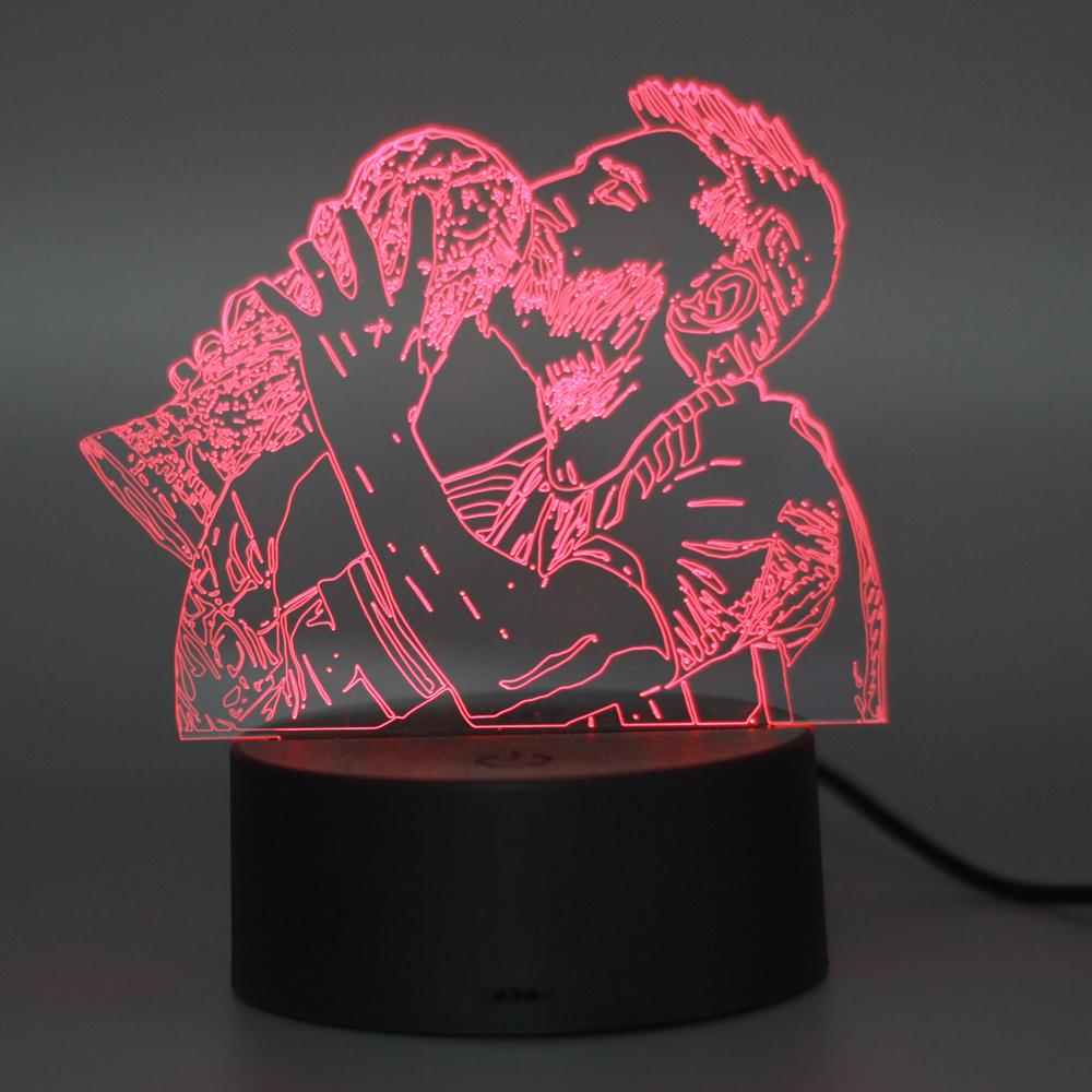 3D Illusion Night Light Messi 7 Color/16 Color Gradient Touch Switch Led Night Light Table Lamp (Crackle White)