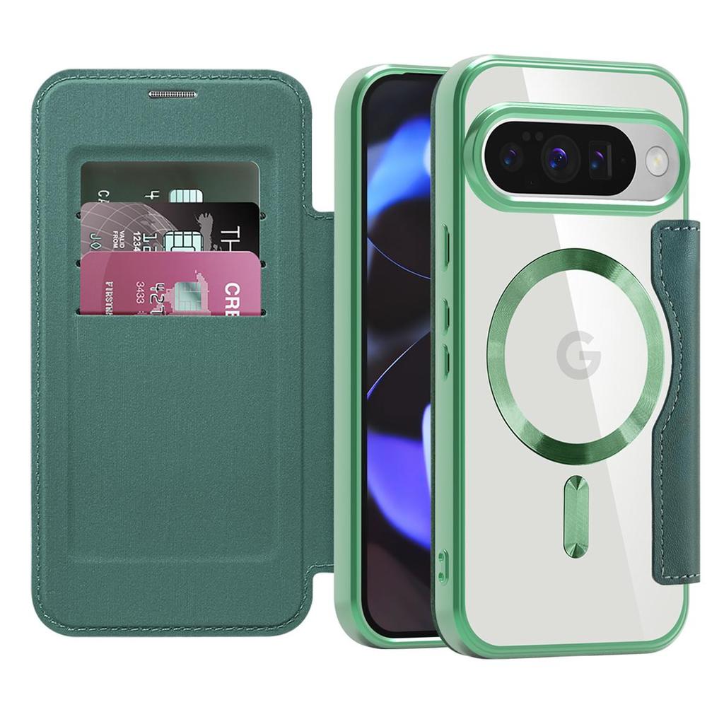 Für Google Pixel 8A 9 10 Serie. Gold Shield Magnetische Business-Ledertasche - MagSafe-kompatibel, mit RFID-blockierenden Kartenschlitzen & Linsenschutz