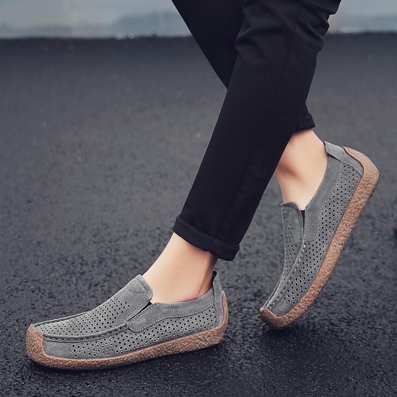 Summer Mens Casual Shoes Office Brand Men Dress Shoes Classic Lightweight Punching Leather Breathable Low Loafers Shoes