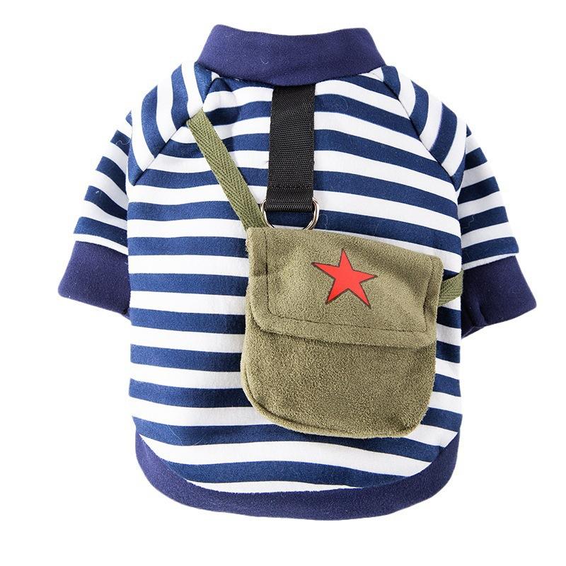 Jesienne Ubrania dla Psa Paskowany Styl Marynarski Mały Pies Jesień i Zima Ciepły Można Ciągnąć Torba Kurierska Kot Zwierzę Domowe Sweter