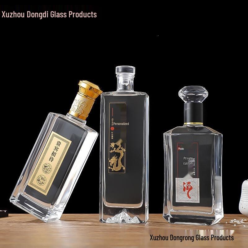 500ml Transparent Glass Bottle for Baijiu, Western Liquor, Homebrew, or Fruit Wine - Refillable and Customizable
