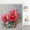 European Retro Flower Shower Curtain Watercolor Floral Bathroom Curtains Waterproof Botanical Bath Curtain With Hooks