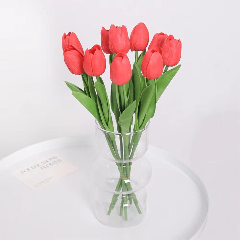 5/10/20Pcs Vibrant Multicolor 33cm Artificial Tulip Bouquet Real Touch Faux Flowers for Home Office Weddings Easter Decorations