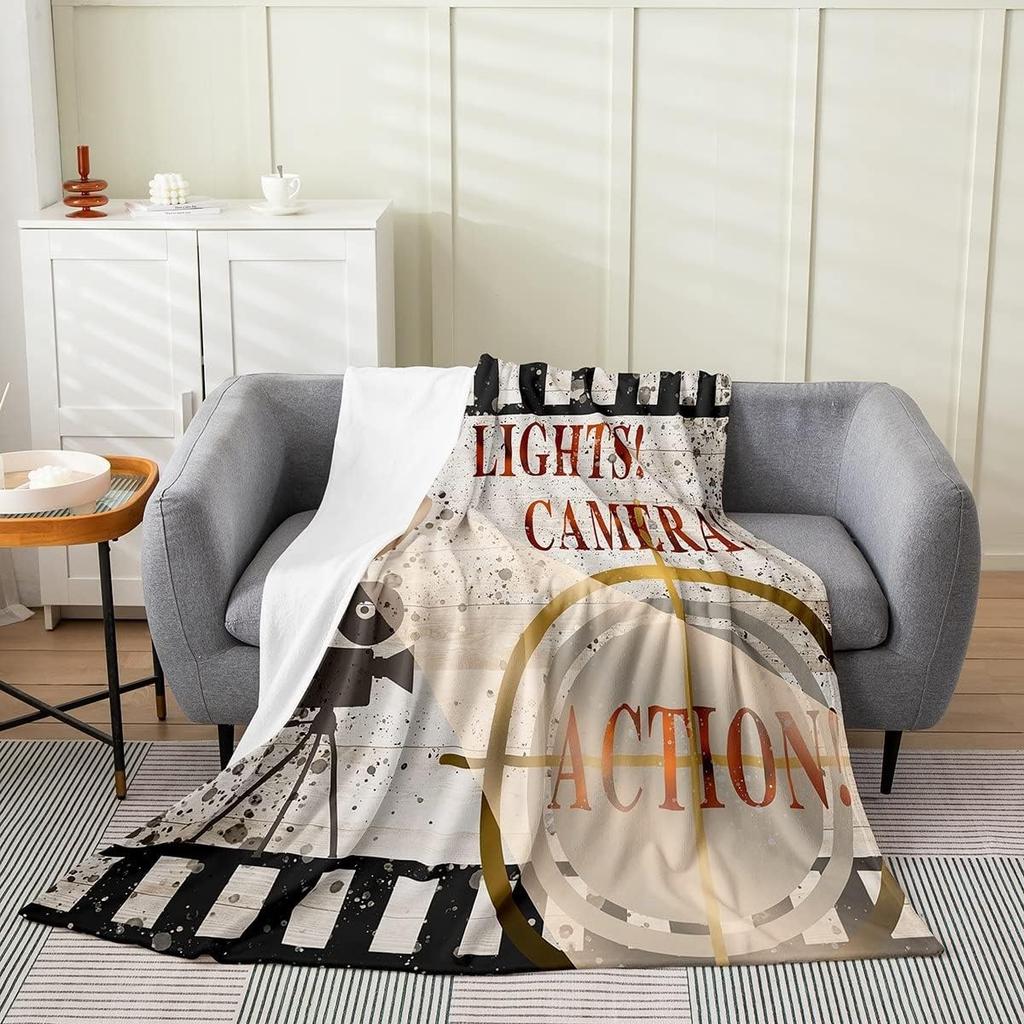 Popcorn All Season,Bed Blanket Cinema Poster Blanket, for Kids Boys Girls Teens Decor Movie Theater Food Blanket Home Decor