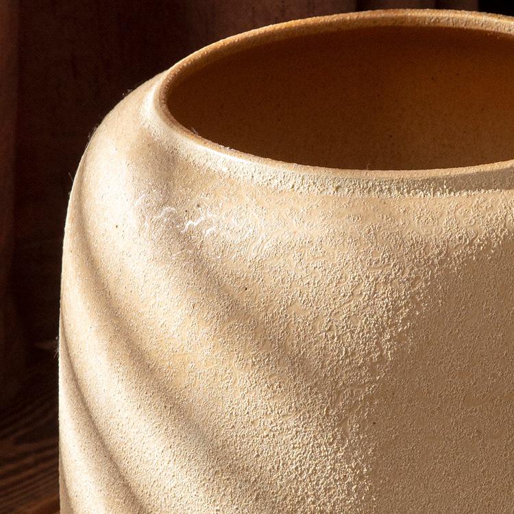 Handmade Retro Nostalgic Large Ceramic Floor Vase – Coarse Pottery Feng Shui Decor for Living Room or Hotel.