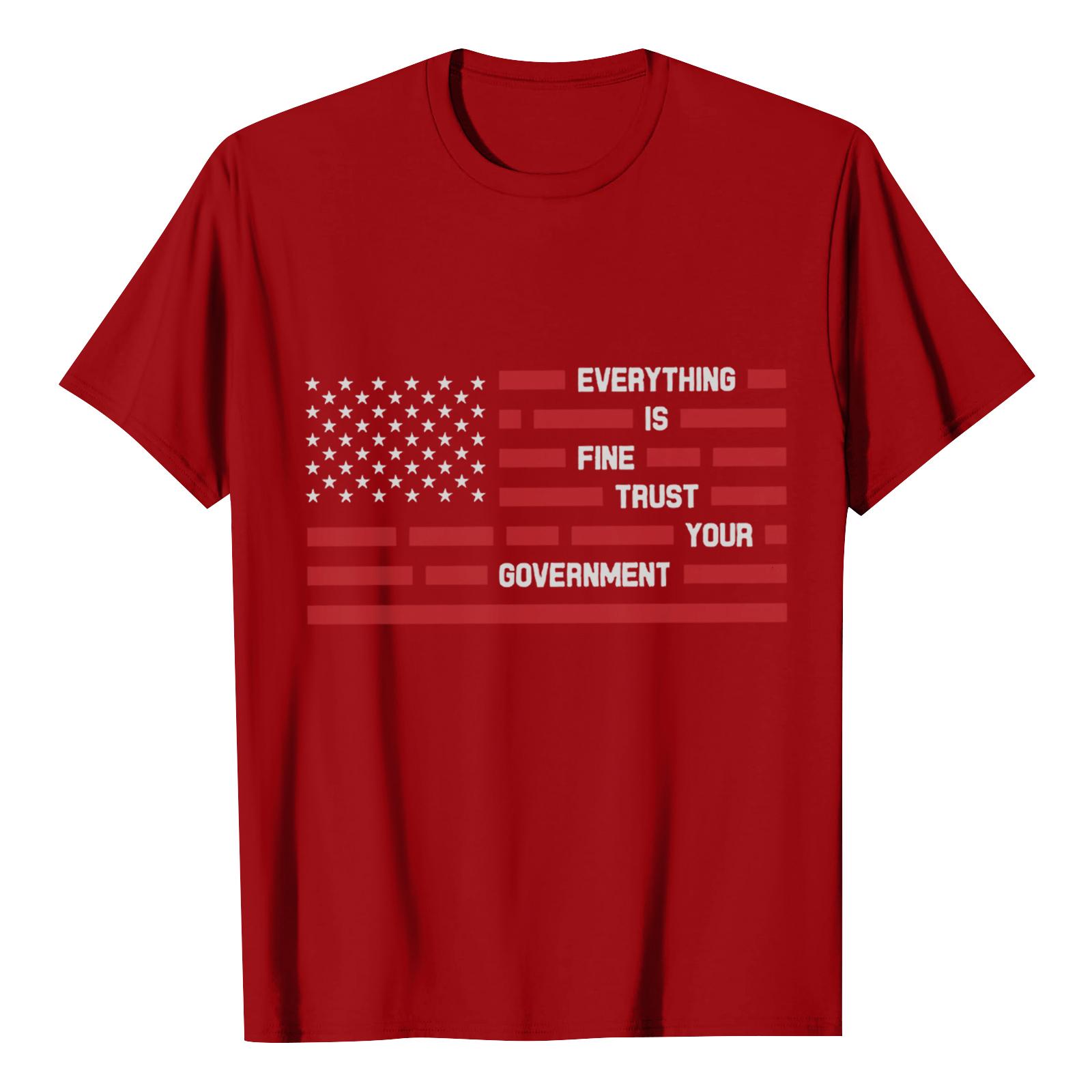 USA Anniversary Men s Casual Letter Print Short-Sleeve T-Shirt XL красный