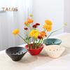 Ceramic Flower Frog Bowl Japanese Ikebana Vase Floral Arrangement Holder Desktop Flower Pot for Home Office Wedding Festivals