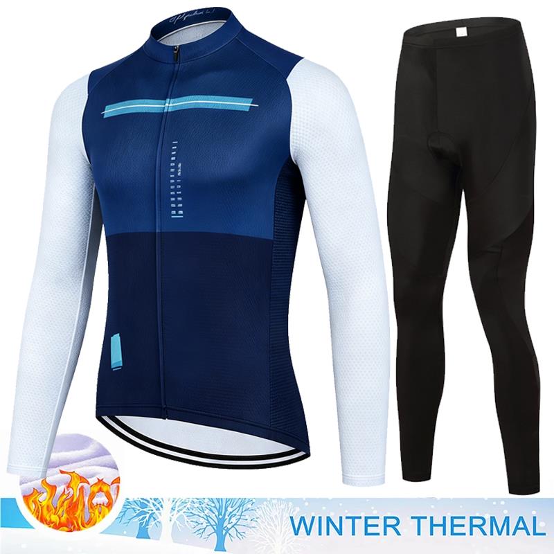 Men Winter Fleece Thermal Jacket MTB Bicycle Clothing Long Sleeve Cycling Jerseys Set Ciclismo Outdoor Warm Cothes Pants