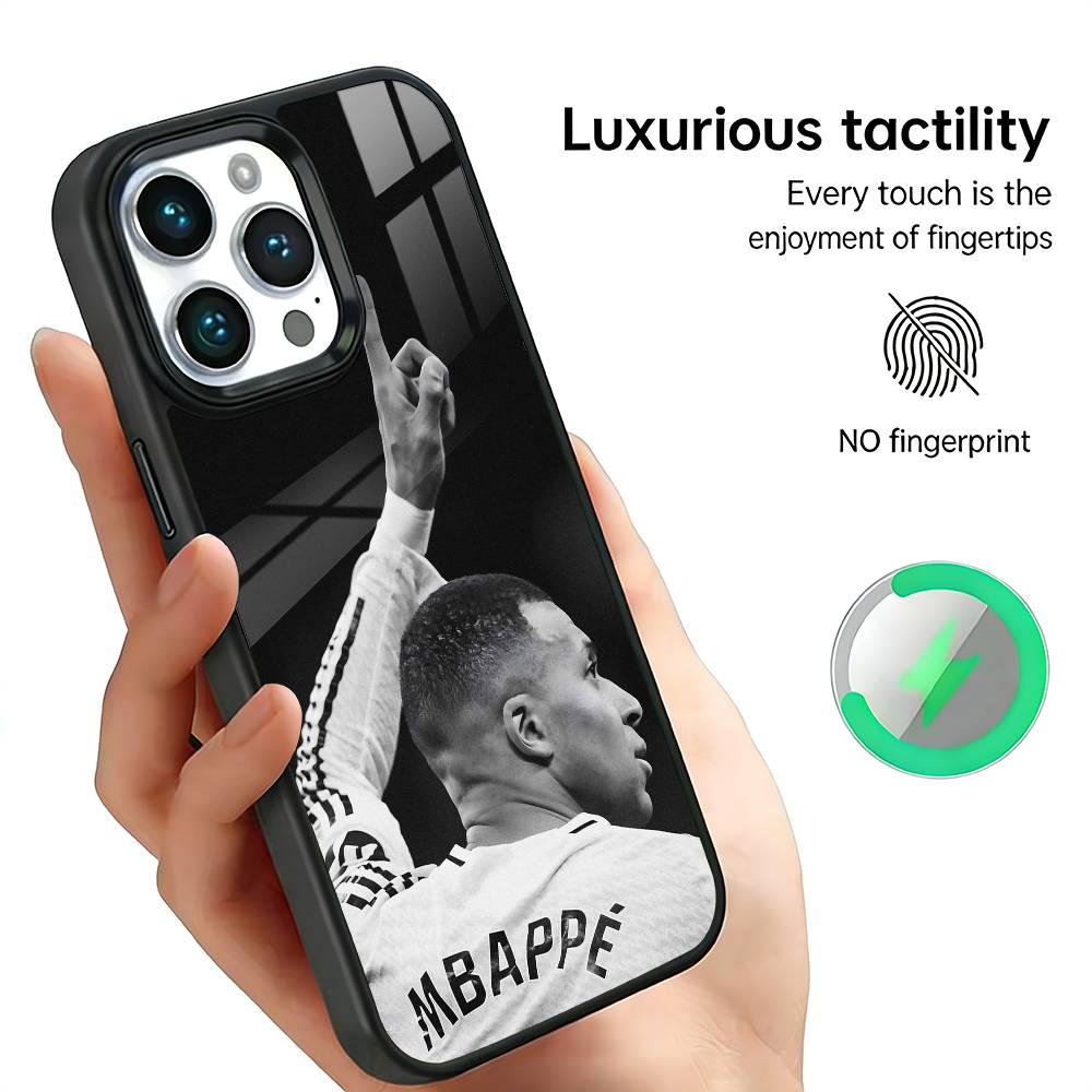 K-kylian M-mbappe Fußballstar Handyhülle für iPhone17,16,15,14,13,12,11 Plus,Pro Max, Neues magnetisches kabelloses Laden