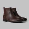 Autumn New Men Minimalist Slim Fitting Soft Leather Boots with European American Pointed Business Office Side Zipper Short Boots